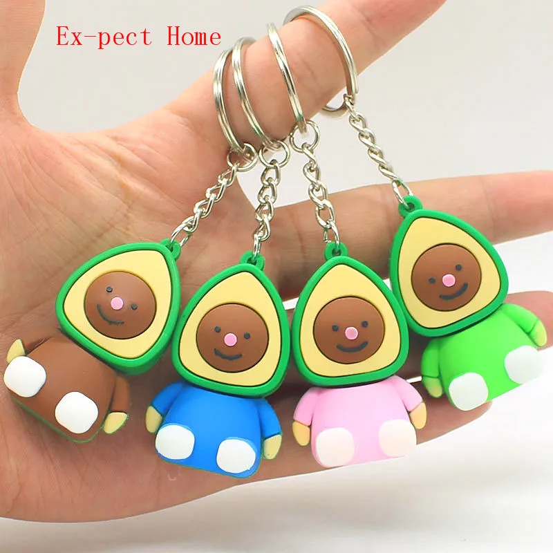 

FREE SHIPPING BY DHL 200pcs/lot 2020 New Lovely Avocado Keychains Silicone Avocado Baby Keyrings for Gifts