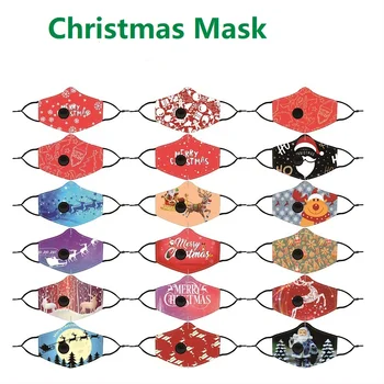 

50PCS Printed Designer Face Mask Christmas Mask Decoration With Gate Filter Anti Dust Cold Adjustable Earloop Masks Protection