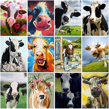 

DIY 5D Diamond Painting Full Round Animal Cow Diamond Embroidery Cross Stitch Rhinestones Decorative Diamond Mosaic Home Decor