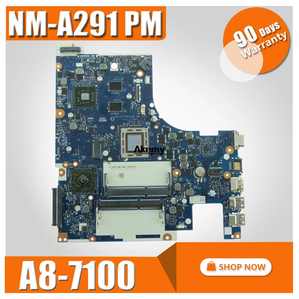 

Z50-75 mainboard For Lenovo Z50-75 G50-75M G50-75 motherboard ACLU7/ACLU8 NM-A291 Rev1.0 with A8-7100 CPU Test 100%