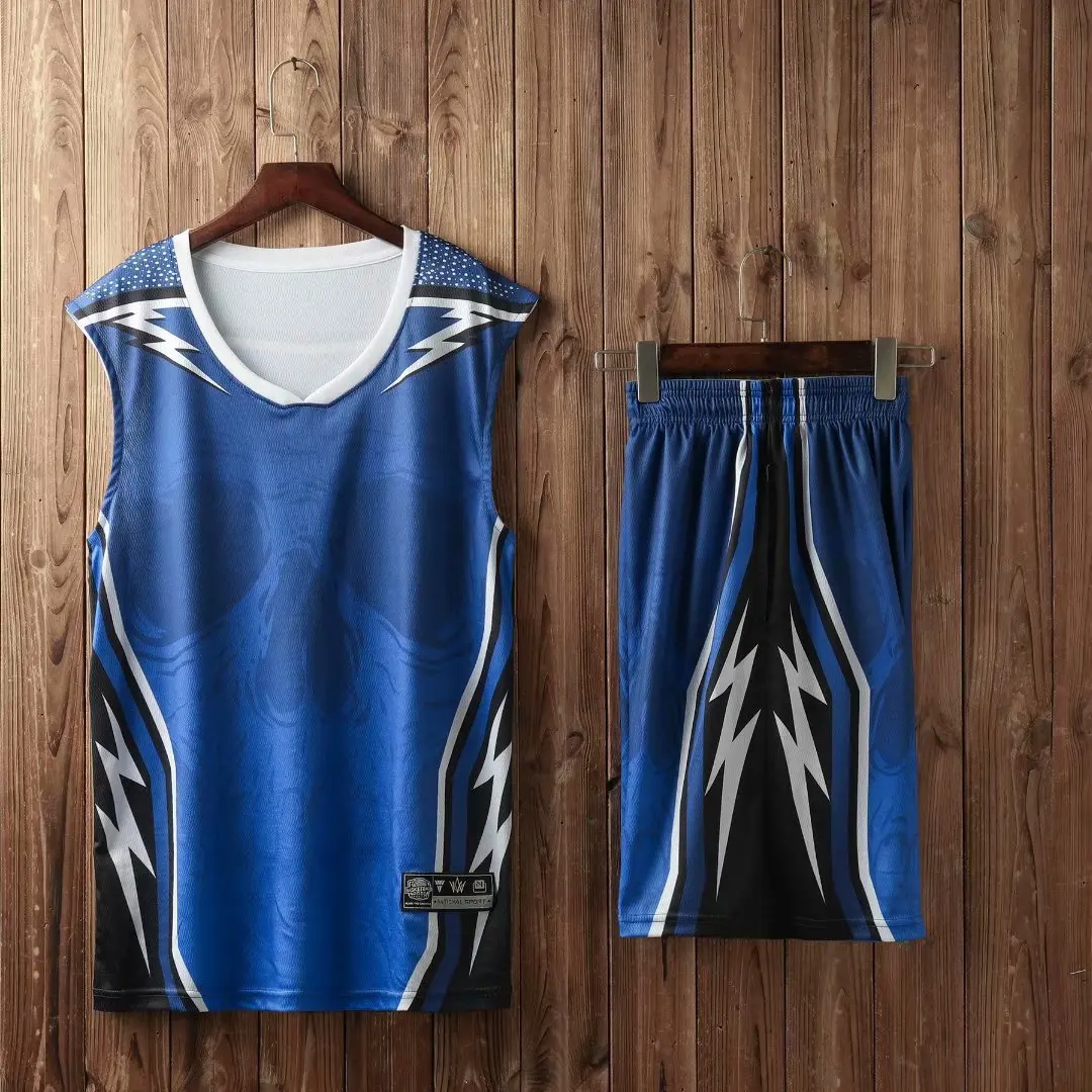 Мужской баскетбольный набор, униформы, наборы, большой размер, для колледжа, баскетбольные майки, спортивные костюмы, сделай сам, Индивидуальные Тренировочные костюмы, летняя одежда - Цвет: Синий