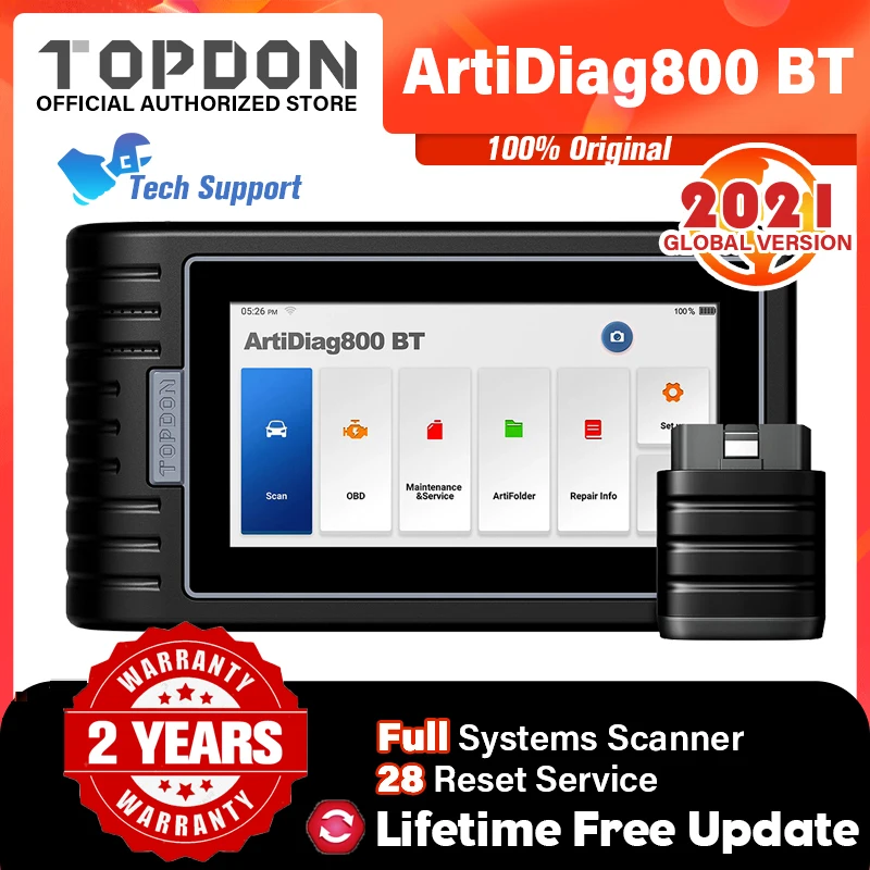 TOPDON ArtiDiag800 BT Car Diagnostic Tool Automotive Scanner Auto Scan Tools Bluetooth All System 28 Reset Functions PK MK808BT