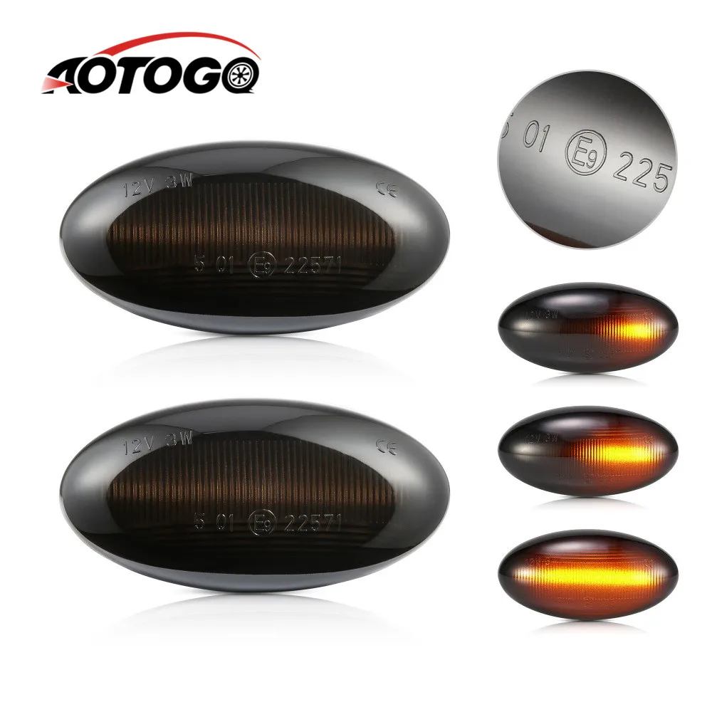 

2pcs LED Dynamic Side Marker Turn Signal Light for Peugeot 1007 107 206 207 307 407 607 Partner Expert Citroen C1 C2 C3 C5 C6