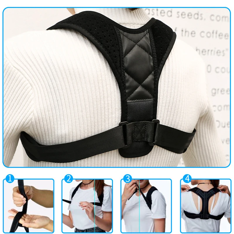 Men Back Support aligner clavicle spine back shoulder lumbar support belt posture correction to prevent strain back protector