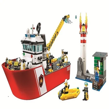 

City Fire Building Blocks 10830 FIRE BOAT DIY Model Bricks Ship Kids Ideas Toys Gifts Compatible with Lepinblock