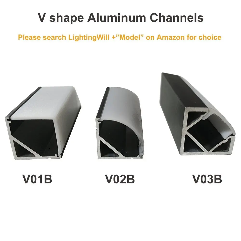 10 шт 1 м(3,3 фута) черный светодиодный алюминиевый профиль V-shape с молочной крышкой, торцевые колпачки и зажимы для светодиодной полосы света Installation-V03B10