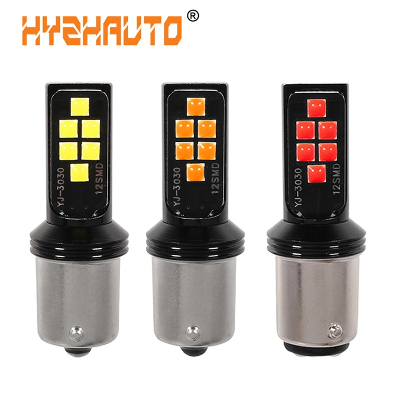 HYZHAUTO 1156 P21W светодиодный Ba15s 1157 Bay15d P21/5 Вт Автомобильные фары 3030 12 SMD лампы
