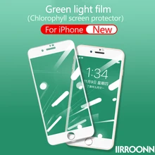 Película de luz verde para iPhone 6 7 8 plus Protector de pantalla de clorofila luz verde vidrio templado para iPhone 7plus 7 + 8 + 6 IIRROONN