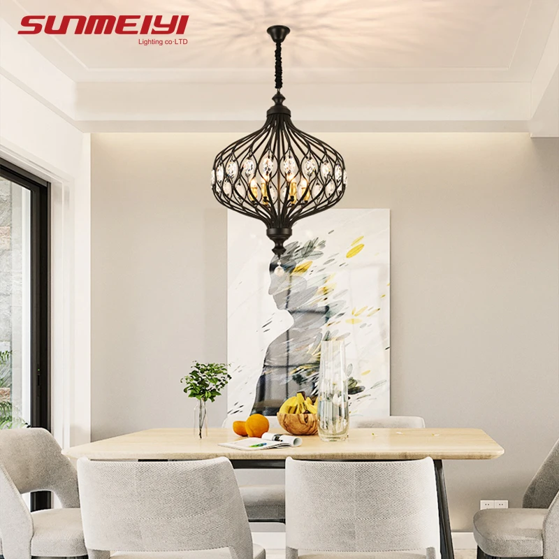 Nordic Crystal Pendant Lights Black Dining Table Lamp Hanging Light For Kitchen Living room Bedroom Corridor led Industrial Lamp