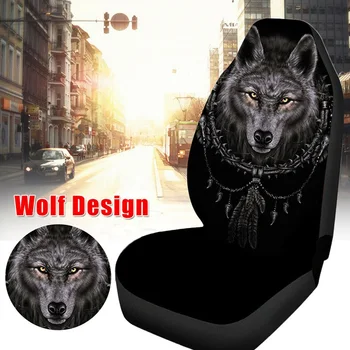 

2 Set Car Seat Cover Polyester 3D Wolf Pattern Ice Silk Seat Cushion Pad Protector Breathable Seat Covers Car Interior