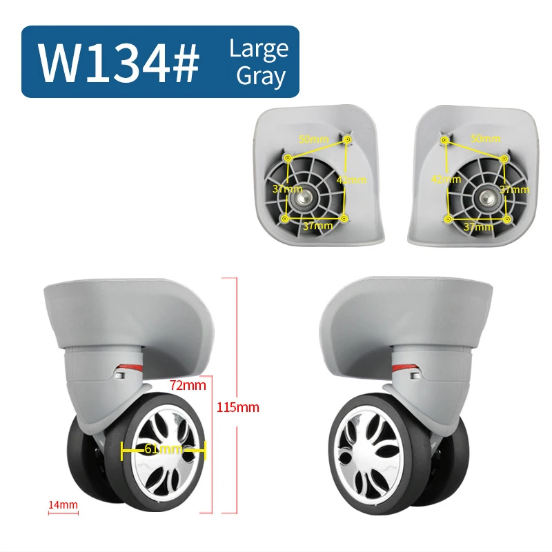 Запасные колеса для Аксессуары для чемоданов, чехол для костюма, запчасти для оборудования, чехол для тележки, ролики, высокое качество, колеса - Цвет: W134 Large Gray