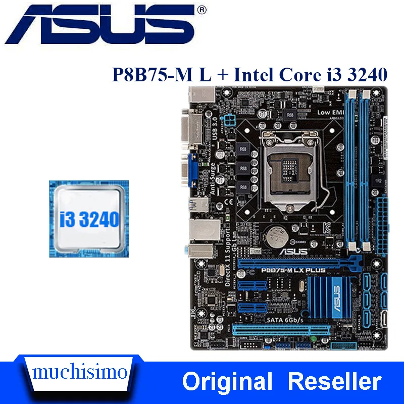 Asus P8B75-M LX рабочего Материнская плата B75 гнездо Intel i3 G3240 LGA 1155 i5 i7 DDR3 16G uATX UEFI BIOS