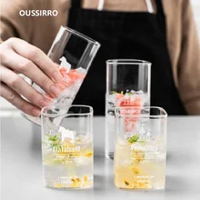 OUSSIRRO креативный прозрачный двойной анти-ожоги письмо большая стеклянная чашка ручка Кружка Офис десерт чай чашка для завтрака