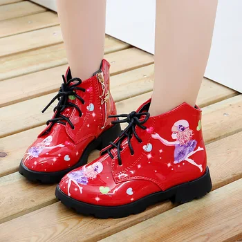 

Children Motorcycle boots PU Leather Waterproof Boots Winter Kids Snow Boots Brand Girls Princess Shoes Rubber Boots