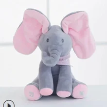 Jouets en peluche éléphant pour bébé, avec musique, couverture d'éléphant, yeux, poupée, jouet d'accompagnement pour enfants