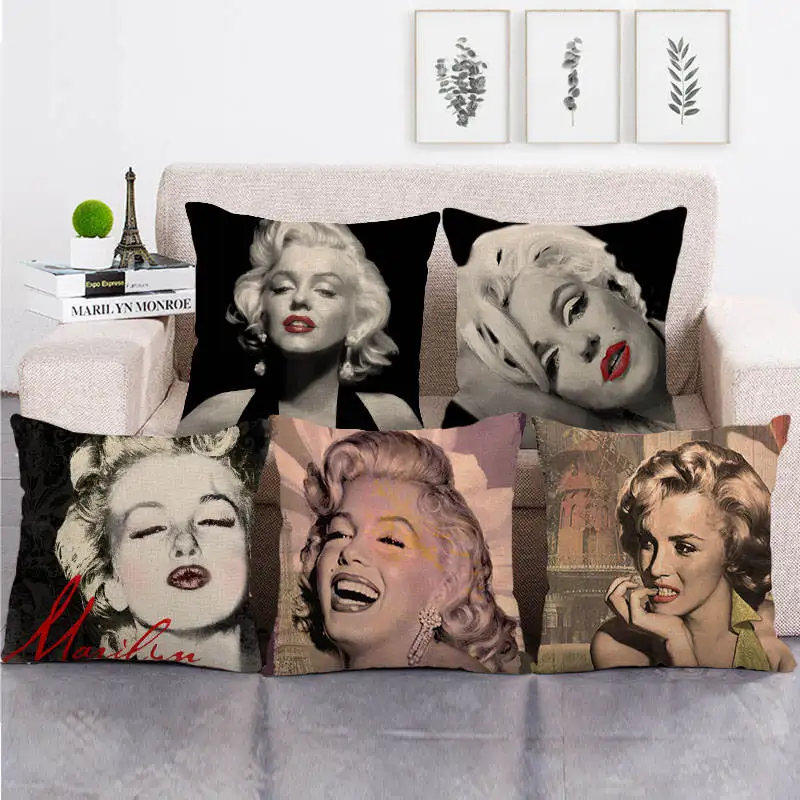 Marilyn Monroe Pillow Case Cotton Home Decorative Cartoon Pillows Cover 45X45cm