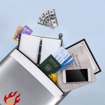 

Dual-Layer Fireproof Document Bag Non-Itching Silicone Coated Fire Water Resistant Money Bag Safe Pouch