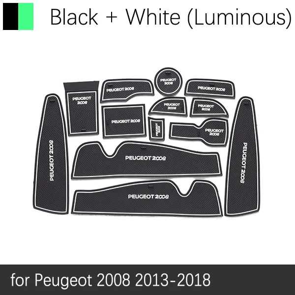 Анти-скольжения двери резиновые чашки подушки для peugeot 2008 2013~ красный паз коврики аксессуары для автомобильного интерьера - Название цвета: White Luminous