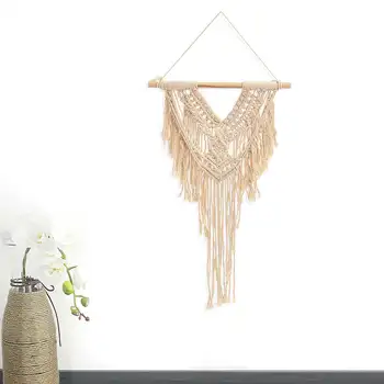 

Bohemian Knitted Wall Hanging Tapestry Tassels Woven Wall Hanging Macrame Handmade Tassel Tapestry Living Room Home Decor