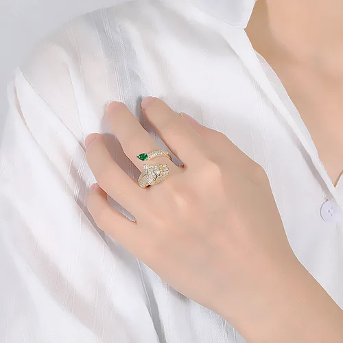 표범 머리 디자인 크기 조정 가능 반지, 힙합 펑크 골드 컬러 결혼 반지, 여성 남성 주얼리 크리스마스 선물 2