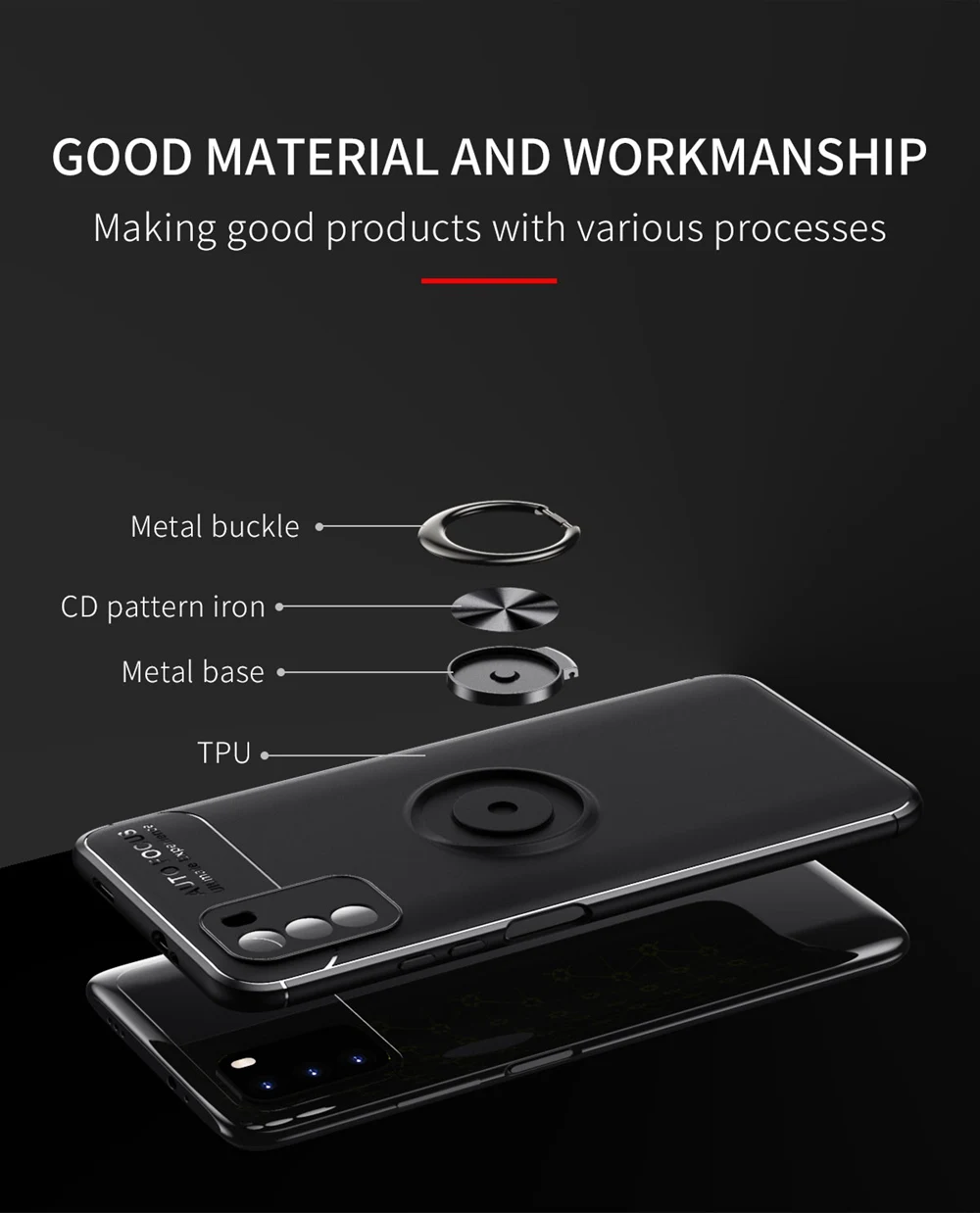 KEYSION Shockproof Case For Xiaomi POCO M3 M2 Pro F2 Pro C3 Soft Silicone Metal Ring Stand Phone back cover for POCO X3 NFC xiaomi leather case color