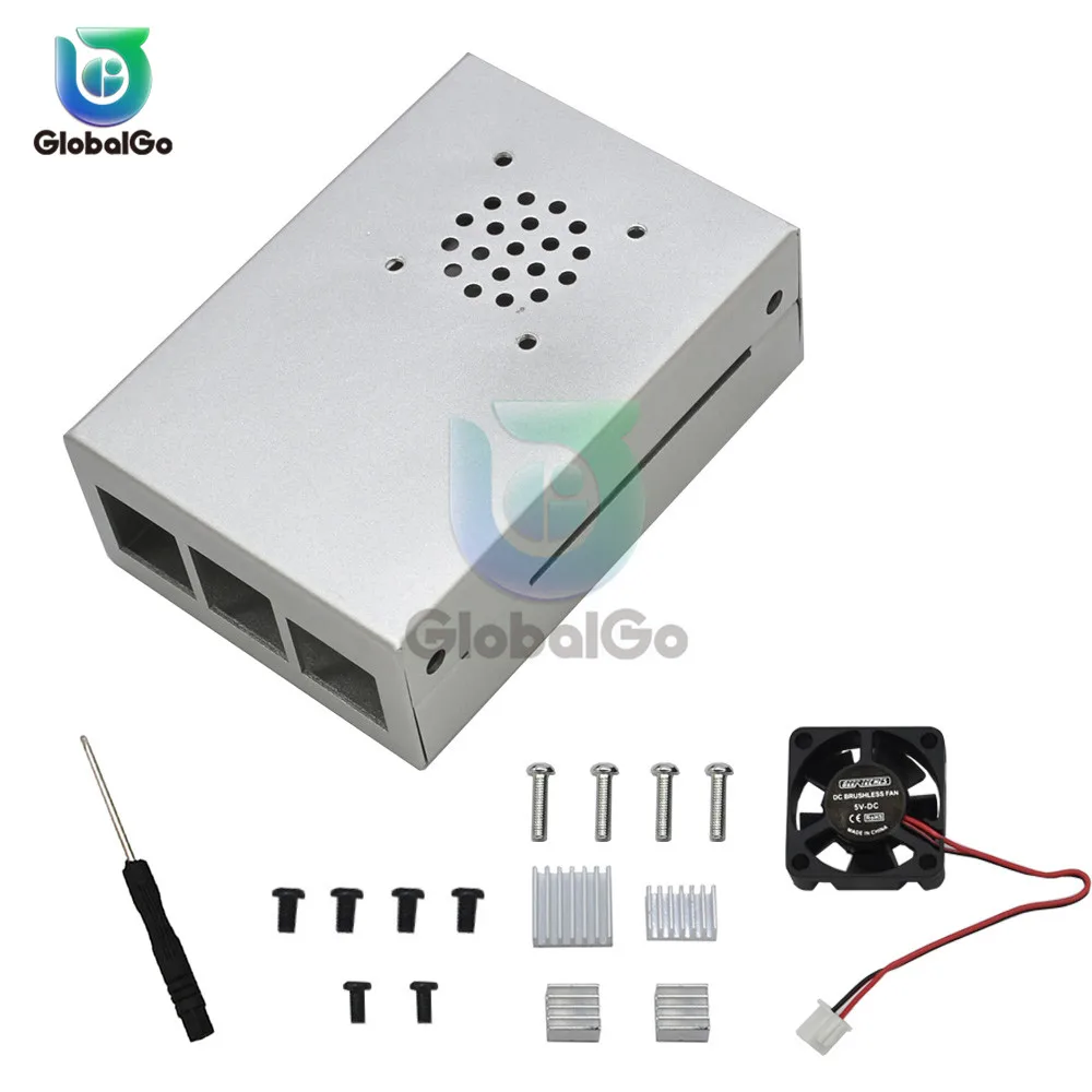 

Aluminum Heatsink Heat sink Case Cooling Cooler Radiator Fan Screwdrive For Raspberry Pi 4 V1 Metal Protective Shell Box Case