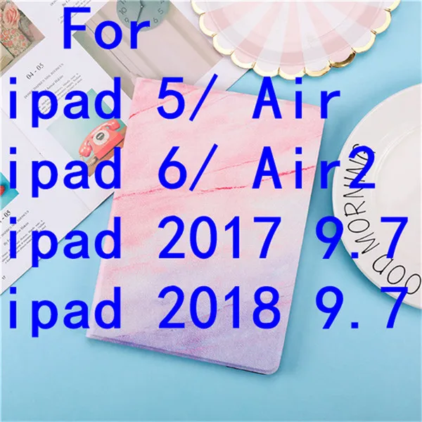 Для iPad 9,7 чехол A1893 планшетный чехол Мрамор из искусственной кожи смарт-чехол для iPad 2/3/4/5/6 Air 2 Mini 1 2 3 4 5 Funda - Цвет: pink