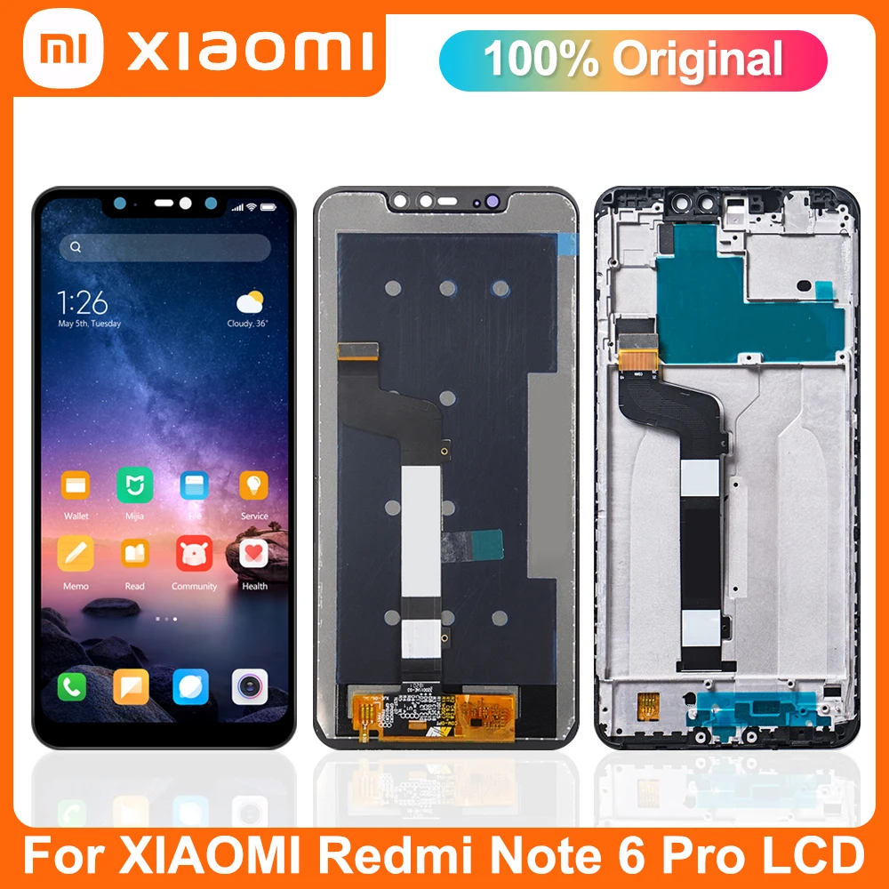 Original Xiaomi Redmi Note 6 Pro LCD Display 6.26'' Touch Screen Digitizer For Note6 Assembly Replacement M1806E7TG | Мобильные