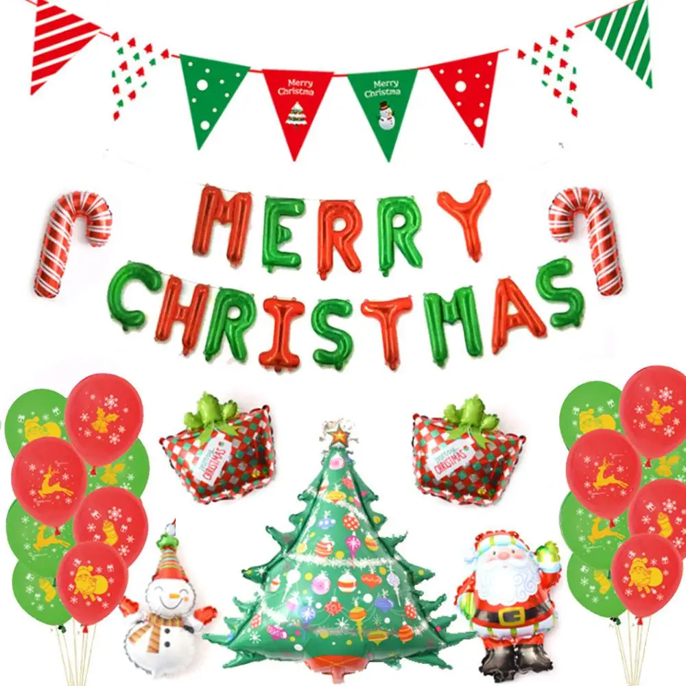 

100pcs Merry Christmas Balloon Set Decoration Birthday Globos Party Happy Navidad for Home Xmas New Year 2021