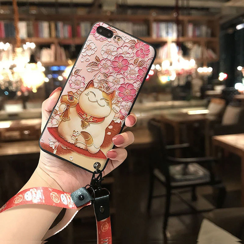 Cute Lucky Cat 3D Emboss Phone Case for Samsung S10e S8 S9 S10 S20 Ultra Plus Note 8 9 10 Plus Lanyard Soft Back Covers Capa Cute Lucky Cat 3D Emboss Phone Case for Samsung S10e S8 S9 S10 S20 Ultra Plus Note 8 9 10 Plus Lanyard Soft Back Covers Capa