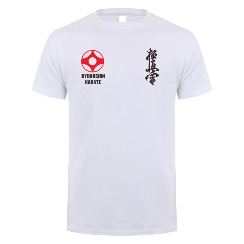 Kyokushin-camiseta masculina de manga curta de algodão,