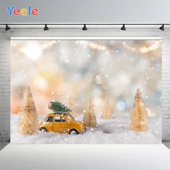 

Yeele Christmas Light Bokeh Car Pine Backgrounds For Photography Winter Snow Gift Baby Newborn Portrait Photo Backdrop Photocall