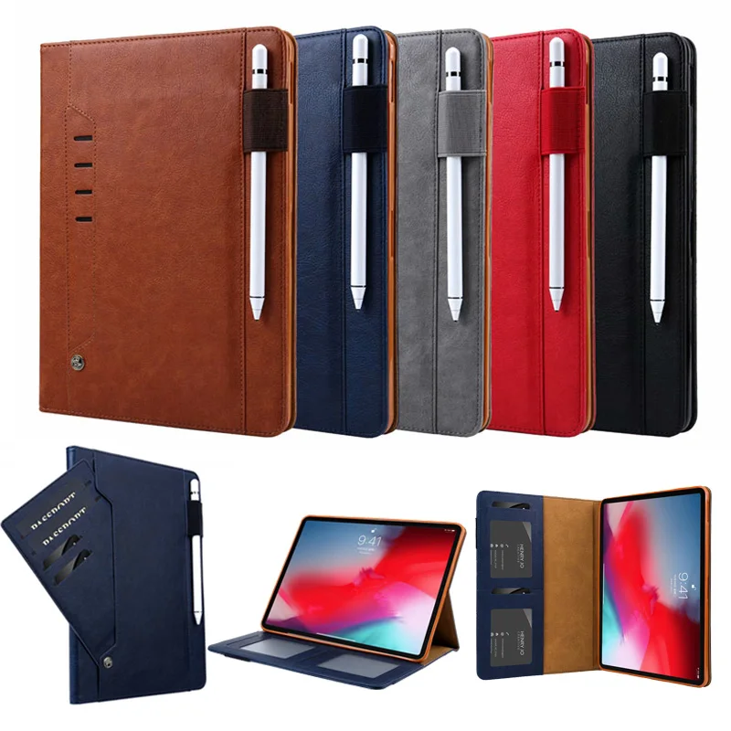 for iPad Pro 11 2018 Magnetic Case Luxury Leather Card Slot Pencil Holder Flip Case Smart Cover for iPad Pro 11 Auto Sleep Wake (1)