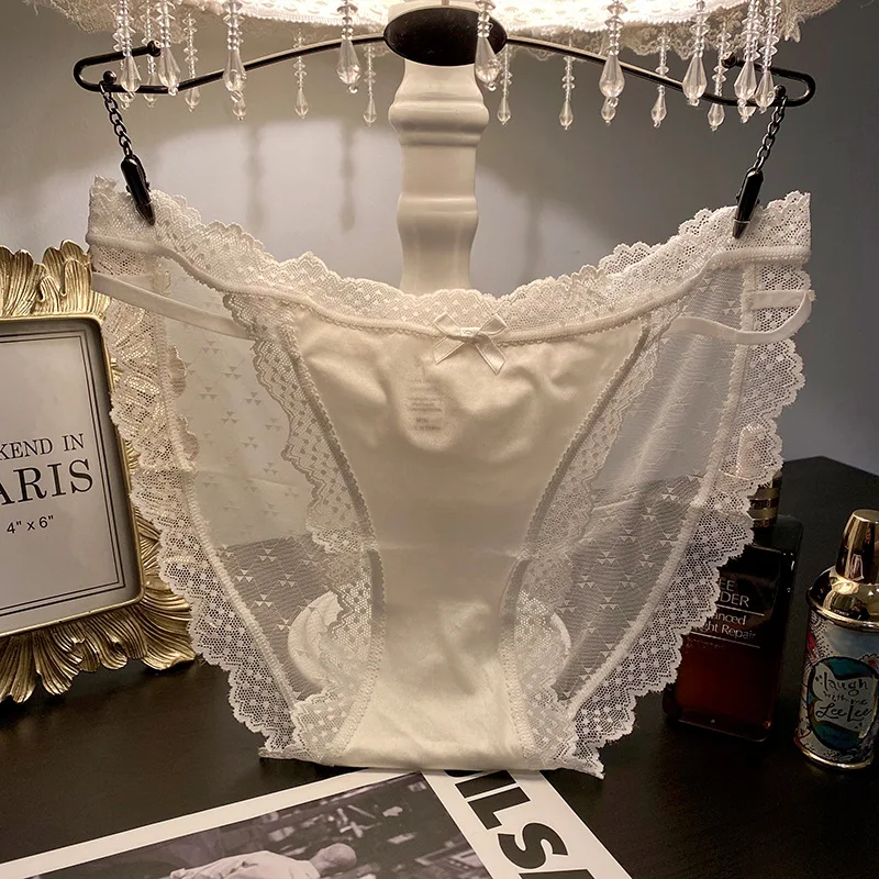 

2023new luxury satin panties women ultra-thin soft mesh transparent high-end underwear lace seamless cotton crotch panties