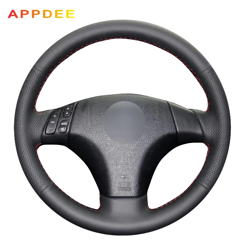 Черный чехол рулевого колеса автомобиля из искусственной кожи для Mazda 3 5 6 2003 2004 2005