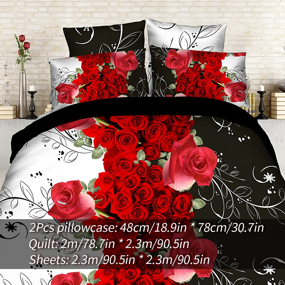 2019 новый роскошный комплект постельного белья Flower3/4 шт с принтом розы роскошное