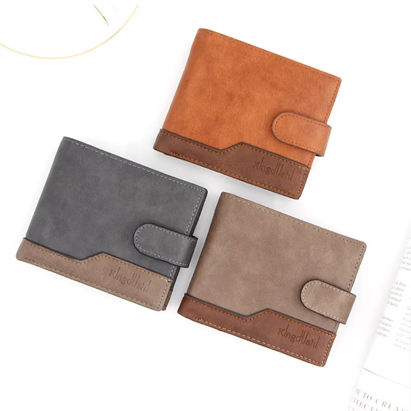 Billetera corta para hombre, monedero, tarjetero, con hebilla de corbata horizontal