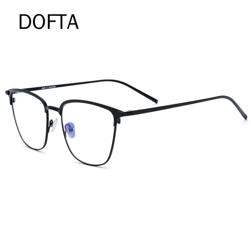 DOFTA Pure B титановые очки, оправа для женщин, квадратные очки по рецепту, очки, Ретро стиль, близорукость, оптические очки для мужчин 7026 - Цвет оправы: Black