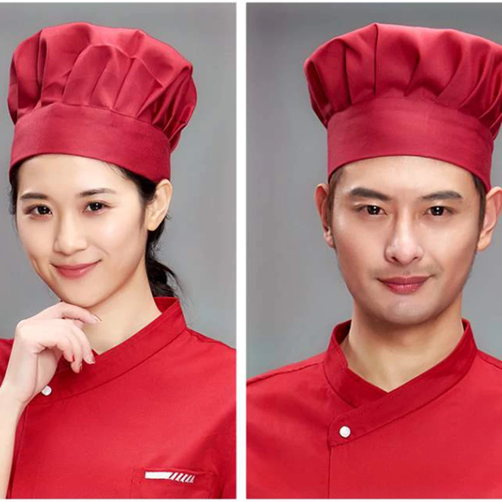 Cooking Adjustable Chef Hat Men Kitchen Baker Elastic Hat Catering Cooking Cap Striped Plain Hats Working Cap 1pc  cooker hat