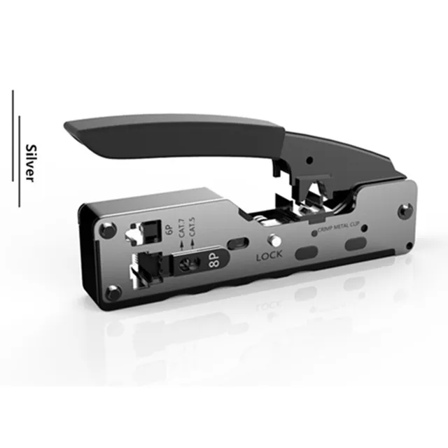 RJ45 Cat7 Network Cable Pliers 6P 8P Crystal Head Dovetail Clip Crimper Pliers Cat5e Cat6 Cat 7 Networking Crimping Tools RJ 45 Silver