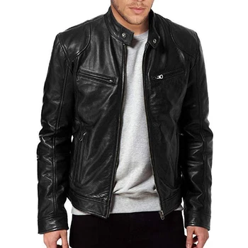

Mens Faux Leather Jacket Black Brown Motorcycle Biker Zip Up Jackets Regular Fit Spring Autumn Fashion Clothing For Men