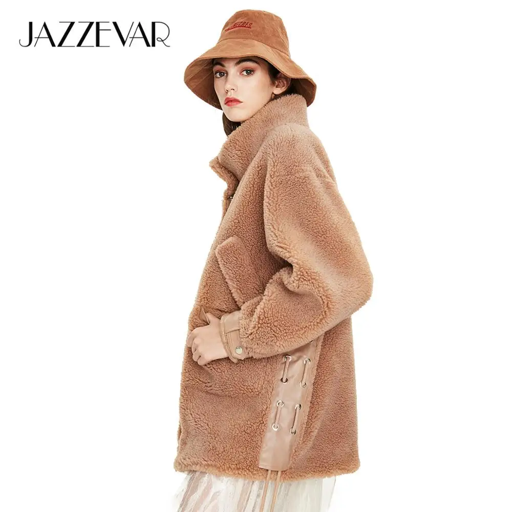 JAZZEVAR 2019 Зима Новое поступление натуральный мех дубленка для женщин новая мода