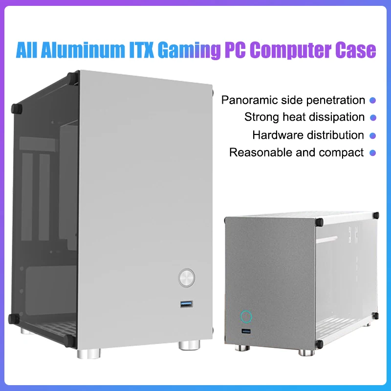 All Aluminum ITX PC Gaming Case Computer Portable Mini A4