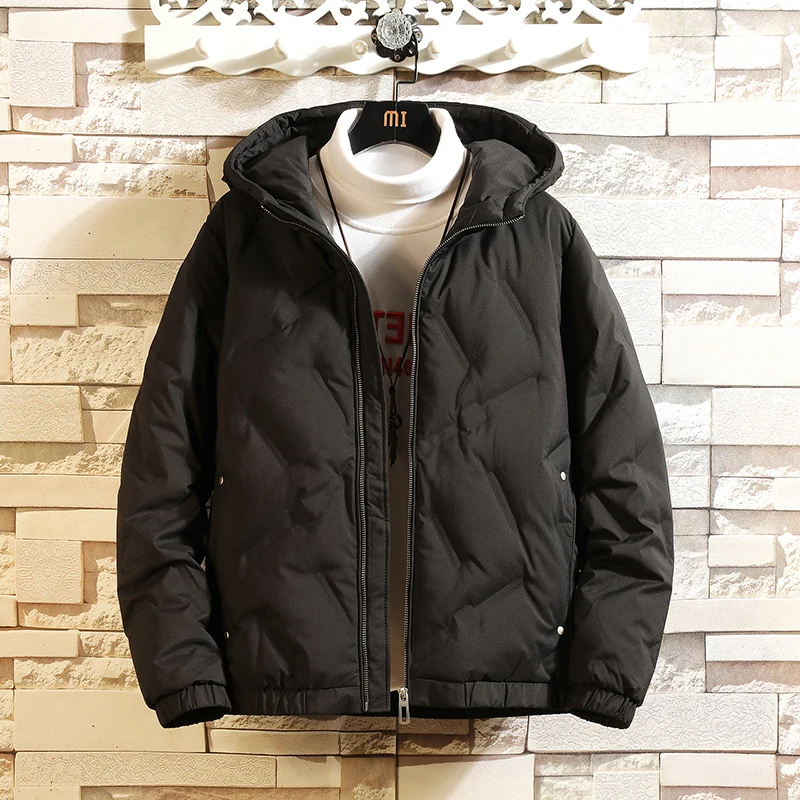 

Winter Down Jacket Men's Warm Fashion Solid Color Casual Parka Men Thickening Hooded Jacket Street Wild Loose Cotton Coat Man