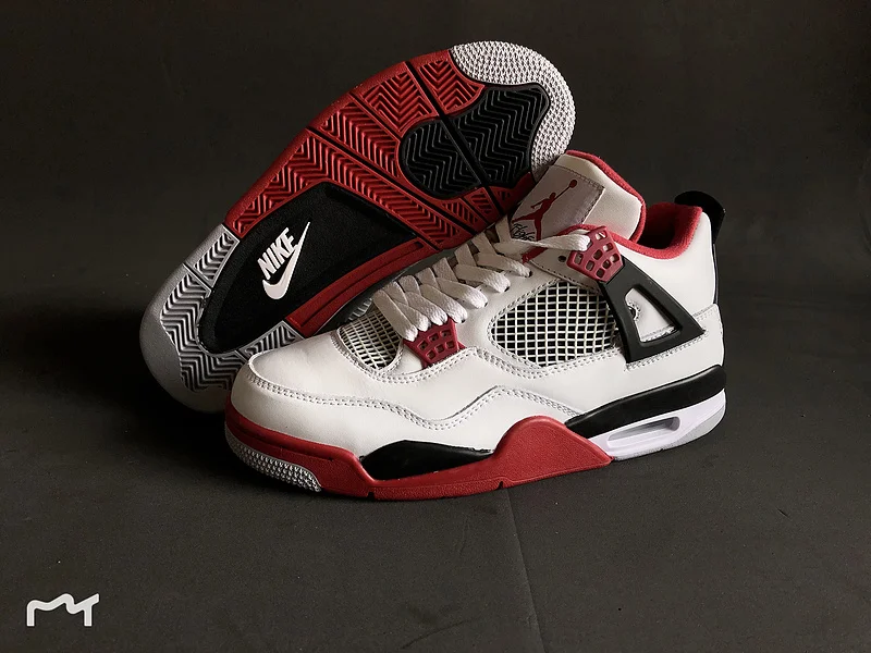 308497-137 Классический Стиль jordan 4 Ретро Мужские Баскетбольные Кроссовки AJ 4 Белый Огненный красный износостойкая спортивная обувь 308497-137 - Цвет: 308497-137