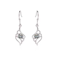 

Trendy Drop Earrings for Women 925 Silver Jewelry with Zircon Gemstone Korean Style Ear Accessories Wedding Party Promise Gift