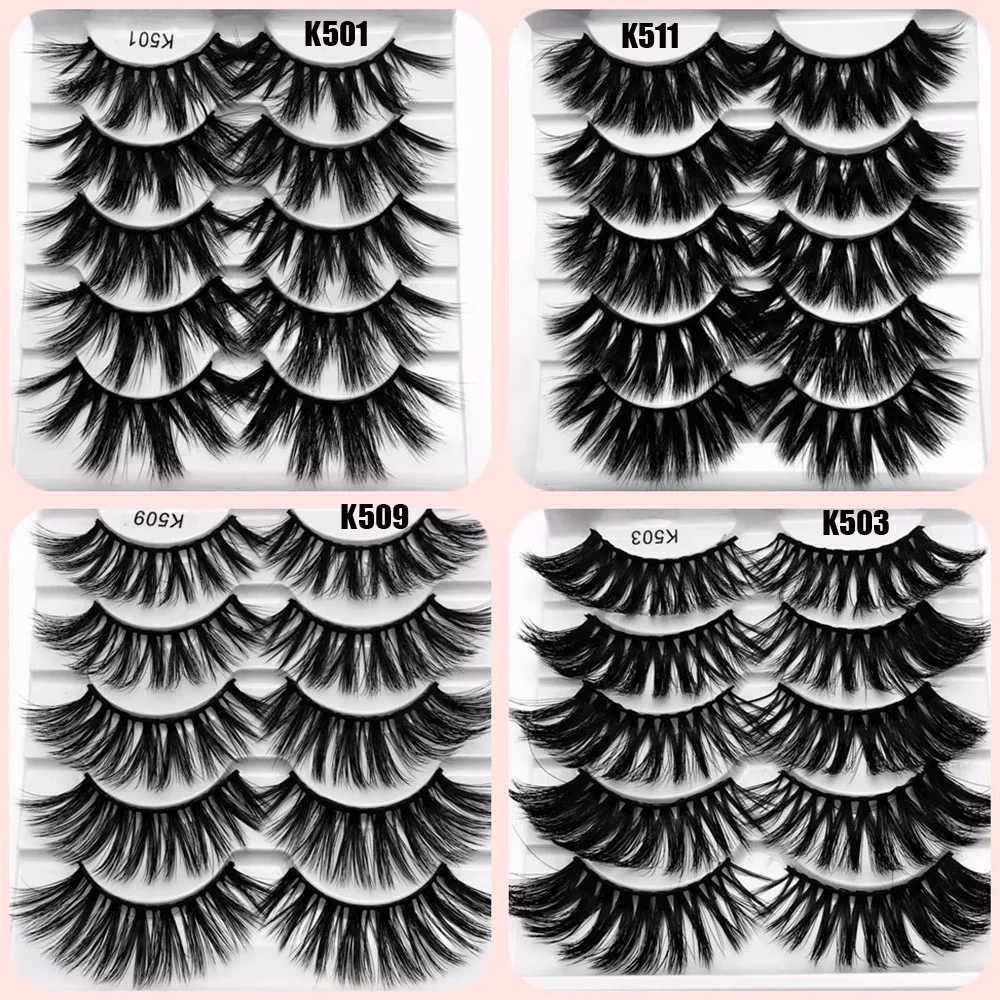 

5 Pairs 5D Mink False Eyelashes Wispies Fluffy 15~20mm Mink Eyelash Extension Thick Multilayers Handmade Lashes Makeup