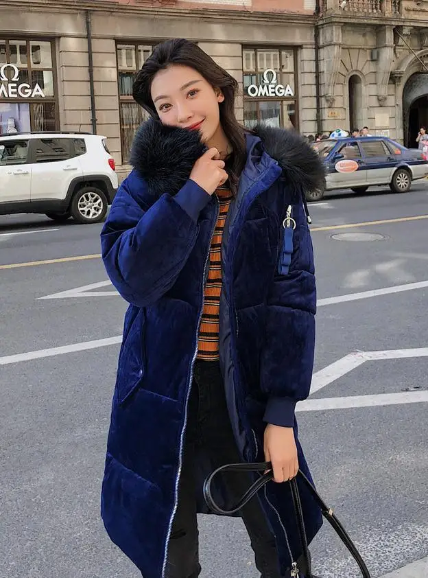Winter New Women Medium Length Down Jacket Fashion Thick Hooded Fur Collar Parka Female Warm Long Parkas Plus SizeCA6527