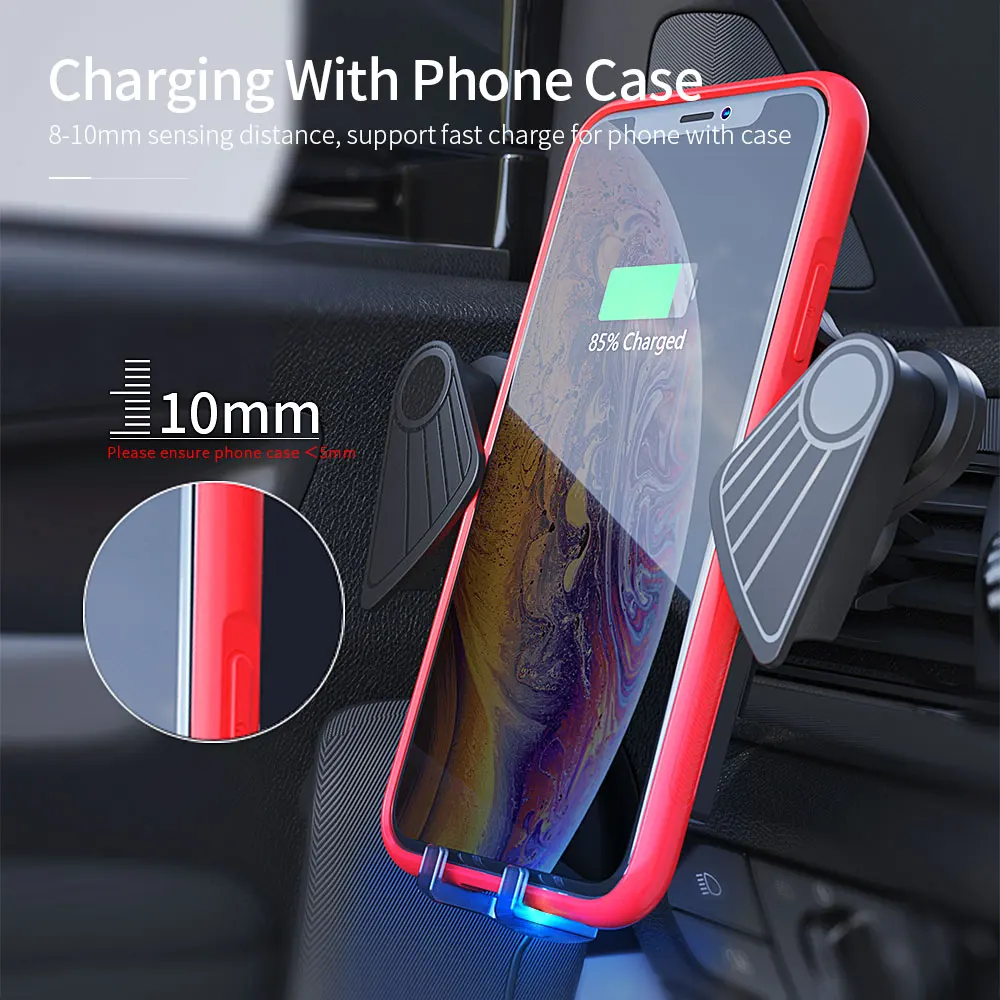Essager Qi 10 Вт быстрое автомобильное беспроводное зарядное устройство для iPhone 11 Pro XS Max samsung note 9 10 plus Xiaomi Mi 9 Автомобильный держатель для телефона
