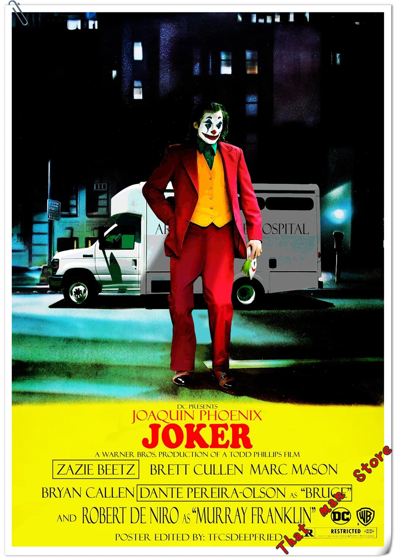 Joker домашний плакат ясное изображение клоун наклейки на стену украшение дома высококачественный рисунок белая мелованная бумага домашний арт бренд - Цвет: Красный